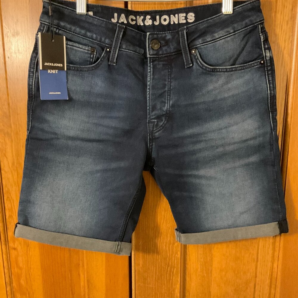 Men's Jack & Jones Cuffed, Intelligence Stretch, Regular Fit, Blue Denim, Button